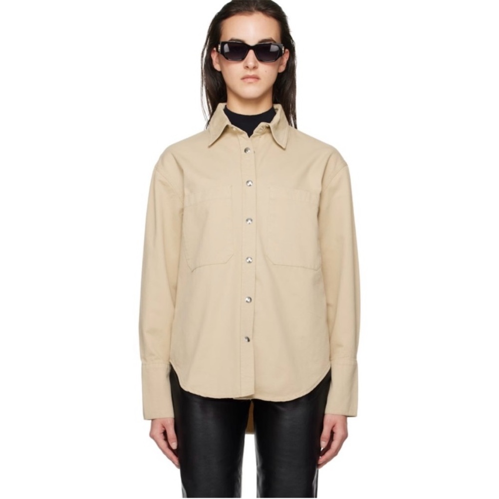 ANINE BING | DANTE KHAKI OATMEAL WORKSHIRT BUTTON DOWN | M